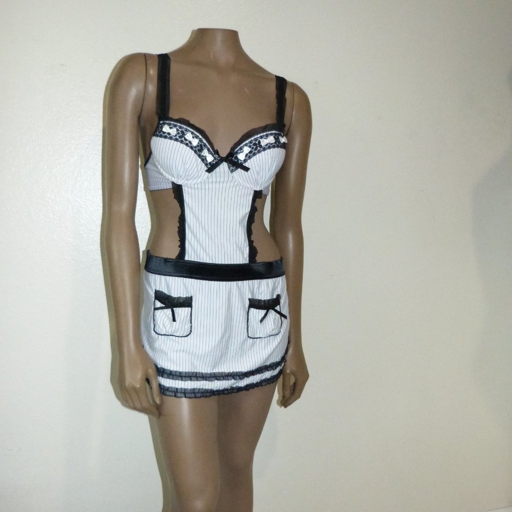 NATIVE INTIMATES STRIPED MAID LINGERIE 34B
